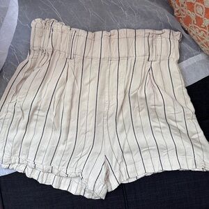 Love Tree Cream and Black Striped High Waist Shorts